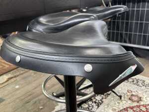Set of four bar stools with motorcycle style seats - 5