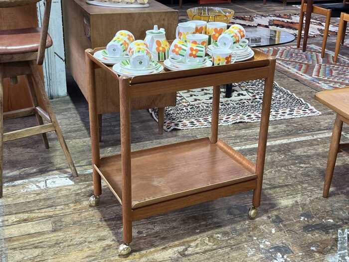 Finnish Mid-century teak folding bar cart