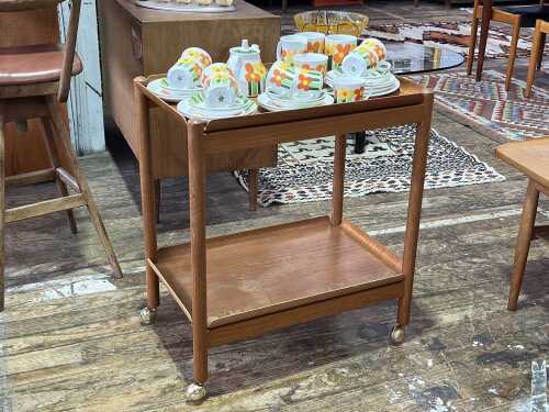 Finnish Mid-century teak folding bar cart