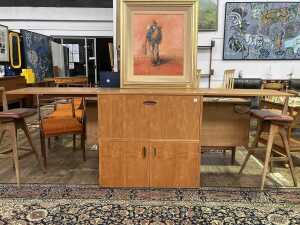 Mid-century teak record cabinet/bar