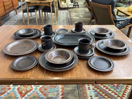 Mid-century Arabia Finland 'Ruska' stoneware dinner setting for four