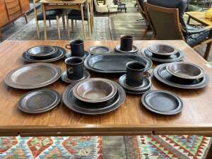 Mid-century Arabia Finland 'Ruska' stoneware dinner setting for four