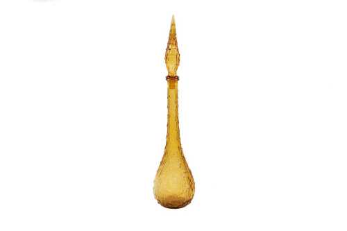 Hob-nail amber genie bottle with stopper
