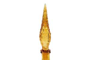 Hob-nail amber genie bottle with stopper - 2