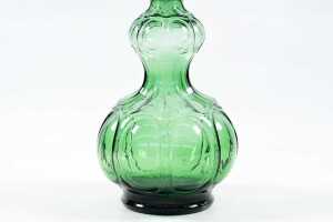 Mid-century green corset style glass genie bottle - 3