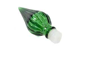 Mid-century green corset style glass genie bottle - 4