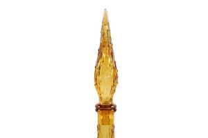 Mid-century yellow drip wax glass genie bottle - 2