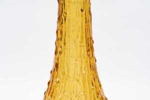 Mid-century yellow drip wax glass genie bottle - 4