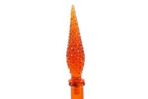 Mid-century orange hobnail glass genie bottle - 2