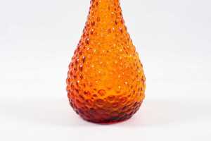 Mid-century orange hobnail glass genie bottle - 3