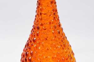 Mid-century orange hobnail glass genie bottle - 4