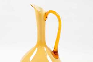 Two mid- century Italian hand blown amber glass pitchers - 2