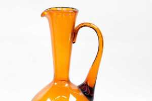 Two mid- century Italian hand blown amber glass pitchers - 4