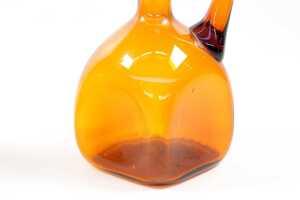 Two mid- century Italian hand blown amber glass pitchers - 5