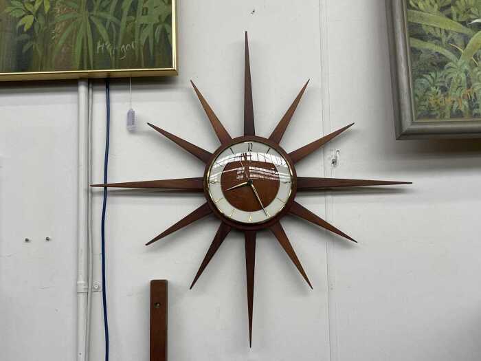 Junghhans electronic starburst teak wall clock