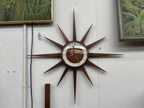 Junghhans electronic starburst teak wall clock