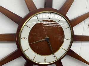 Junghhans electronic starburst teak wall clock - 2