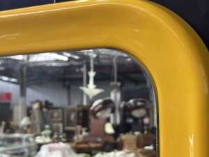 Mid-century space-age yellow tubular plastic wall mirror with rounded corners - 3