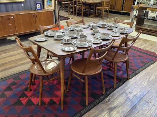 Fred Ward for Myer Heritage, mid-century myrtle seven piece dining suite