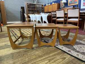 Set of three Kalmar mid-century teak nesting tables