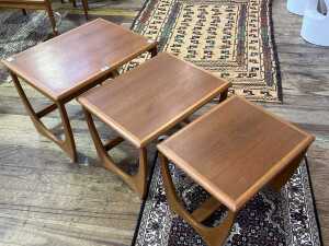 Set of three Kalmar mid-century teak nesting tables - 2