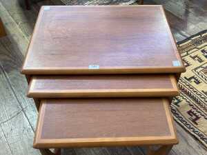 Set of three Kalmar mid-century teak nesting tables - 4