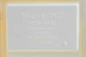 Mid-century 'Pac-A-Pic' Preci-Ware stacking picnic set in orange and cream, unused condition - 6