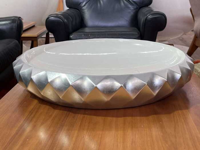 B&B Italia Joker ceramic white and silver-tone centrepiece bowl
