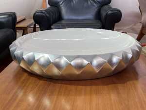 B&B Italia Joker ceramic white and silver-tone centrepiece bowl