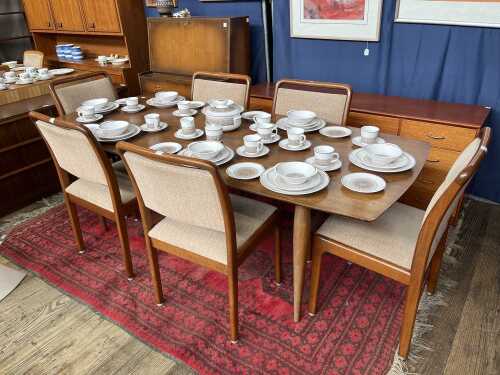 Mid-century teak seven piece dining suite
