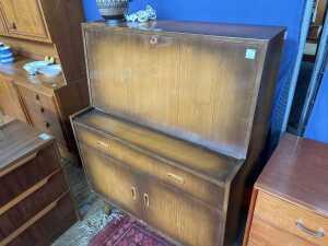 Mid-century teak bureau - 2