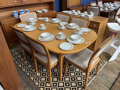 Noblett mid-century teak seven piece dining suite