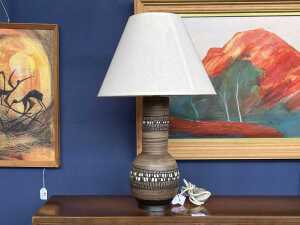 Italian Fratelli Fanciullacci hand-painted pottery brown table lamp