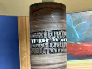 Italian Fratelli Fanciullacci hand-painted pottery brown table lamp - 3