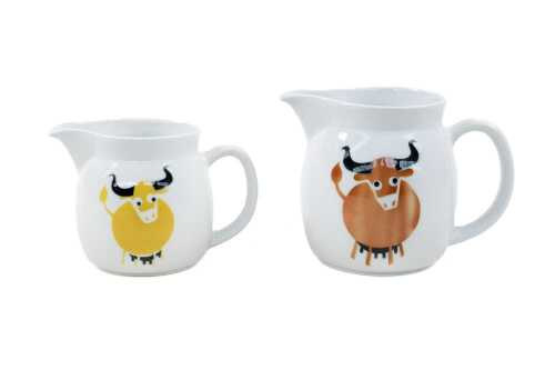 Two Arabia 'Heluna' porcelain graduated jugs