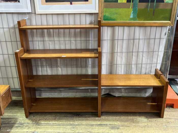 Mid-century blackwood stepped bookshelves