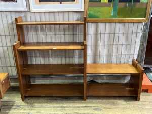 Mid-century blackwood stepped bookshelves
