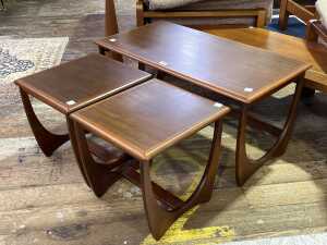 Kalmar mid-century blackwood coffee table with two nesting side tables