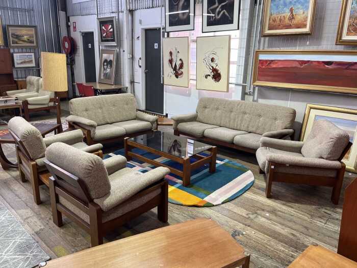 Cend Furniture mid-century blackwood modular lounge suite