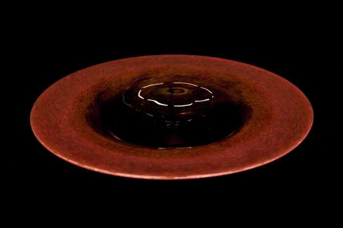 Modern orange and brown glass centrepiece bowl