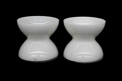 Anne Nilsson for Ikea, 'Diablo' pair of milk glass hourglass vases