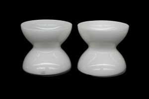 Anne Nilsson for Ikea, 'Diablo' pair of milk glass hourglass vases