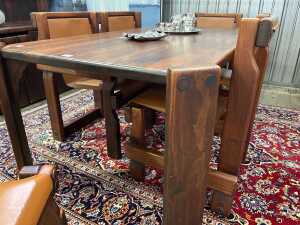 Post and Rail pine seven piece dining suite, 1970s - 4