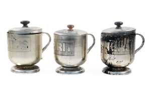 Five Don Shiel aluminium workshop canisters with raised text - 3