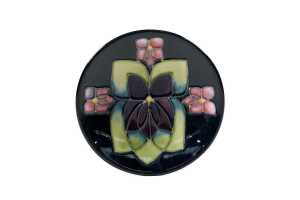 Moorcroft 'Violets' ceramic pin dish together with Moorcroft Revised Edition 1897-1993 book - 2