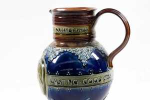 1897 Doulton Lambeth Queen Victoria Diamond Jubilee majolica stoneware jug - 4
