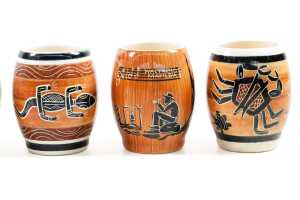 Six Florenz Pottery (Australia) (1934-1948) hand-painted ceramic cups with Australian motifs - 3