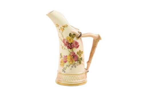 Edwardian Royal Worcester blushware porcelain jug, 1902