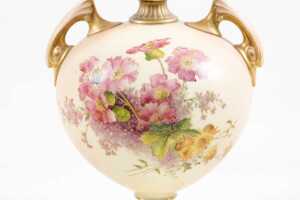 Antique Royal Worcester blushware porcelain twin handled vase - 2