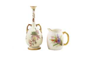Victorian Royal Worcester porcelain vase and jug